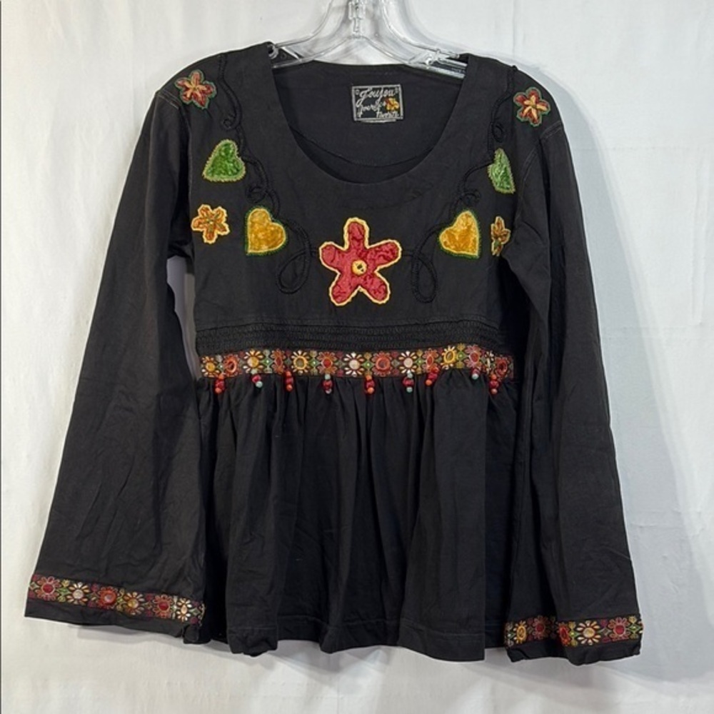 Jou Jou Black Embellished knit Peplum Blouse